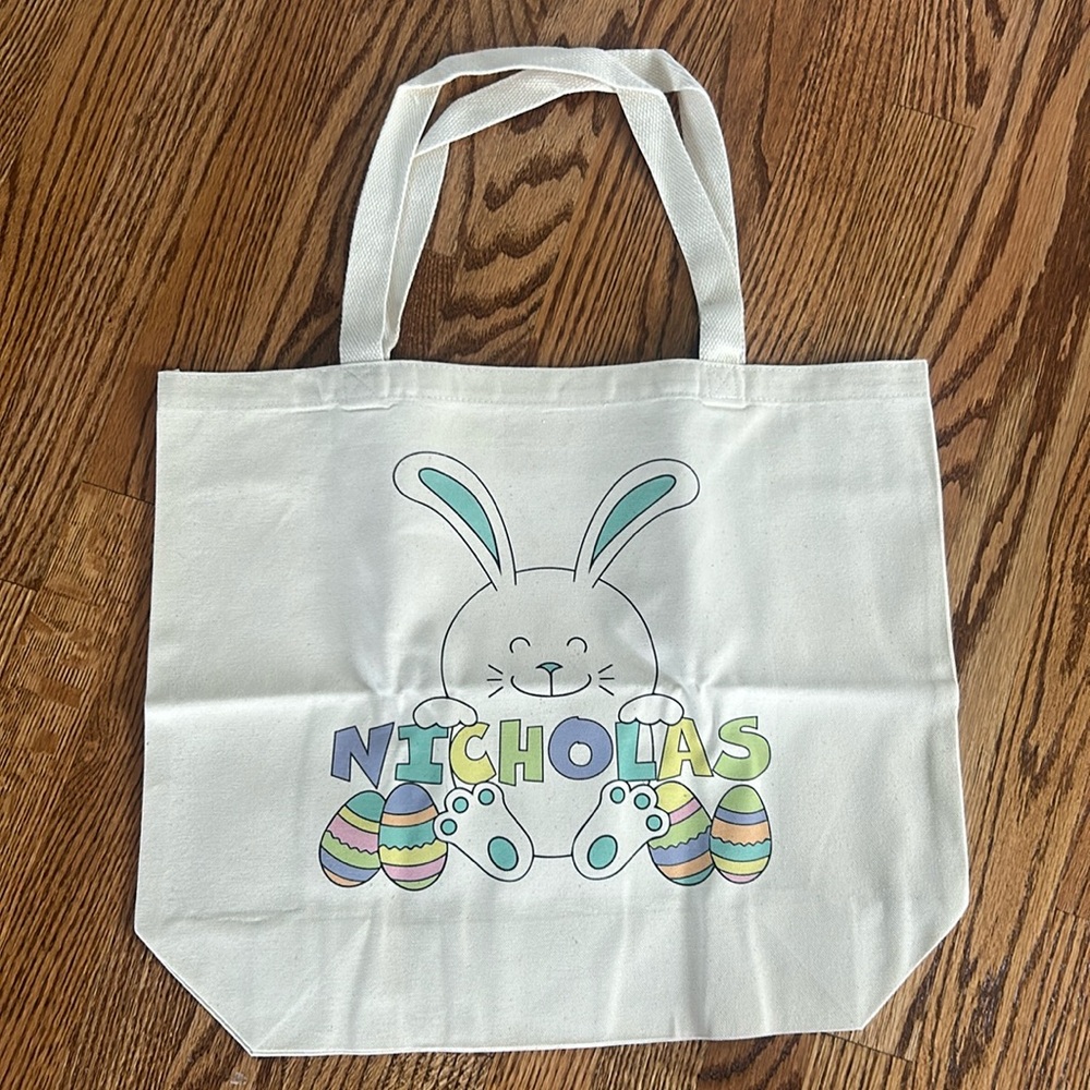 Personalized Easter Bunny Canvas Tote Bag - Nicholas